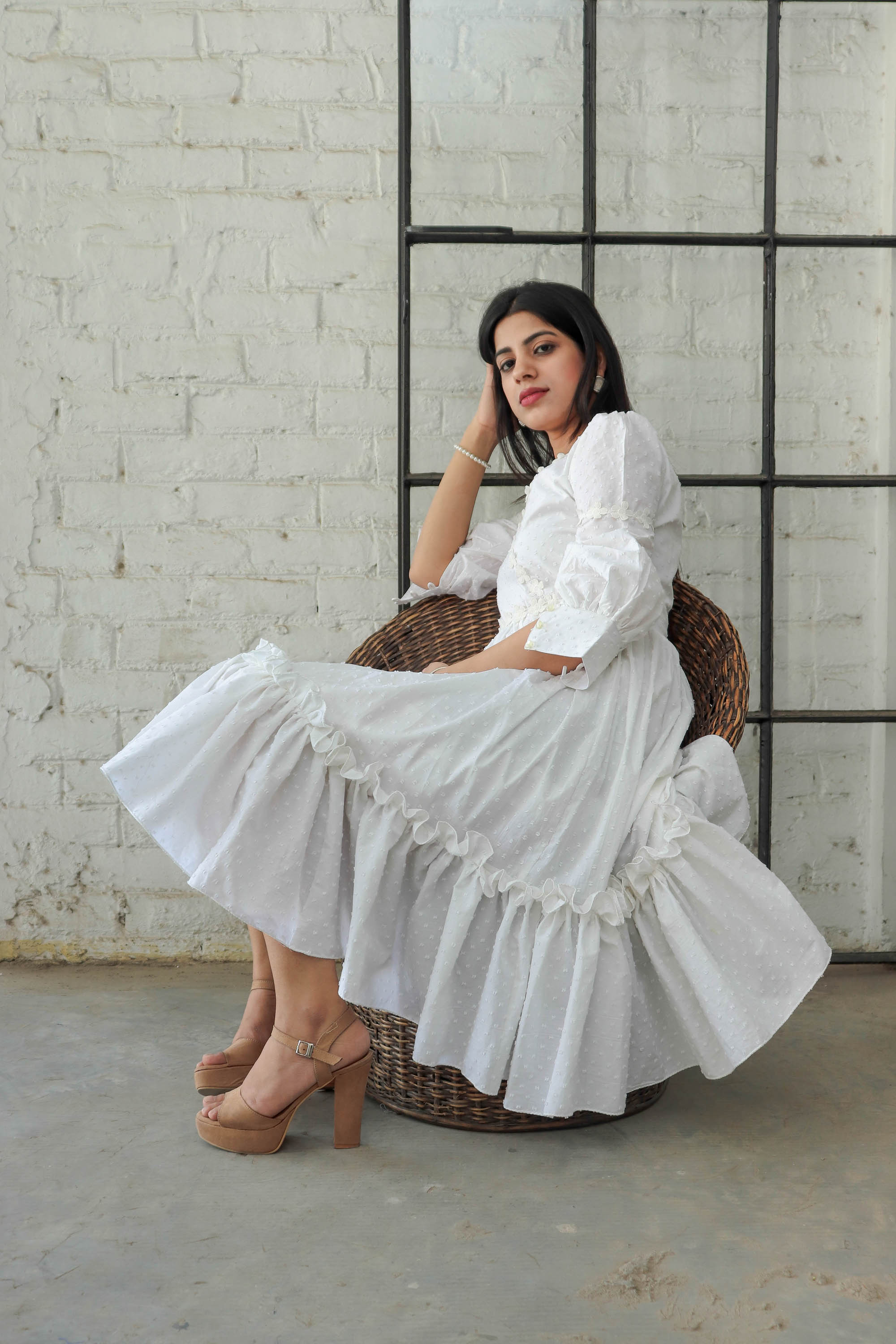Angrakha Ruffle Dress - Contemporay Wear- That's Indian