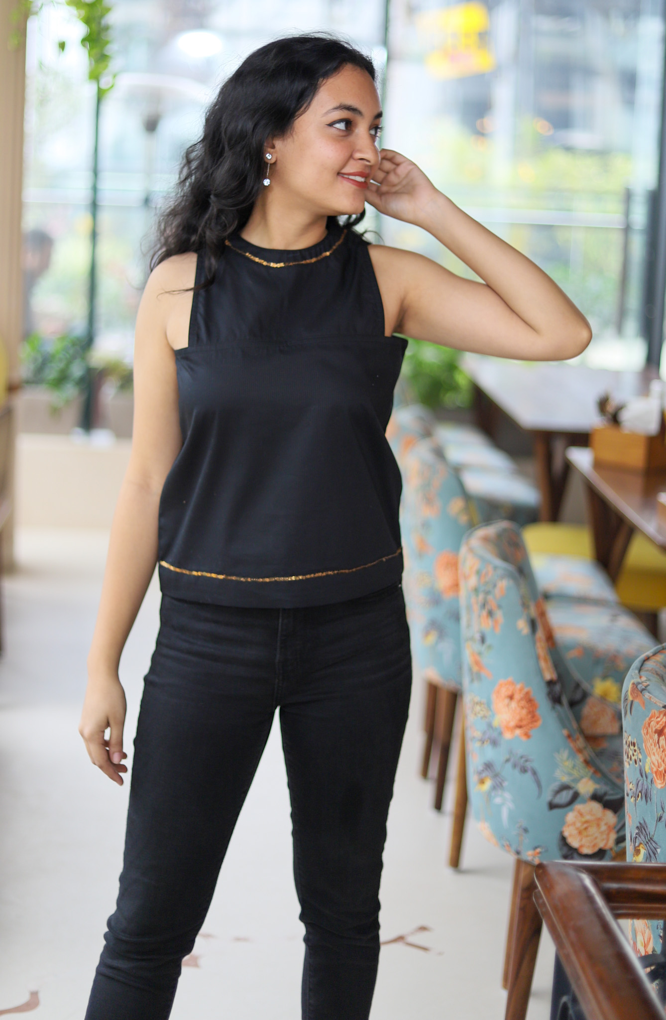 Black Sleeveless Cut-Out Top