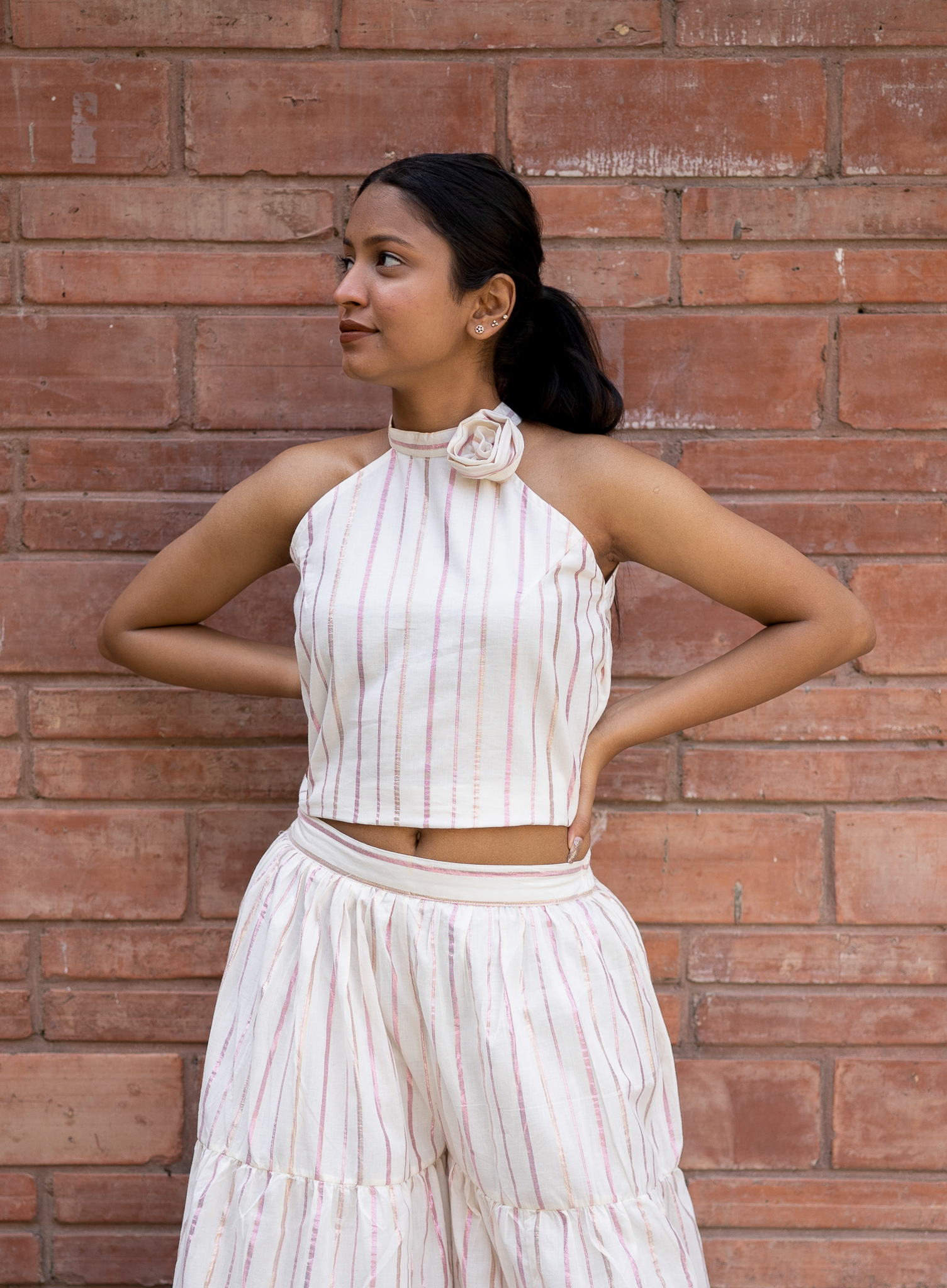 White Halter Neck Top - Contemporay Wear- That's Indian